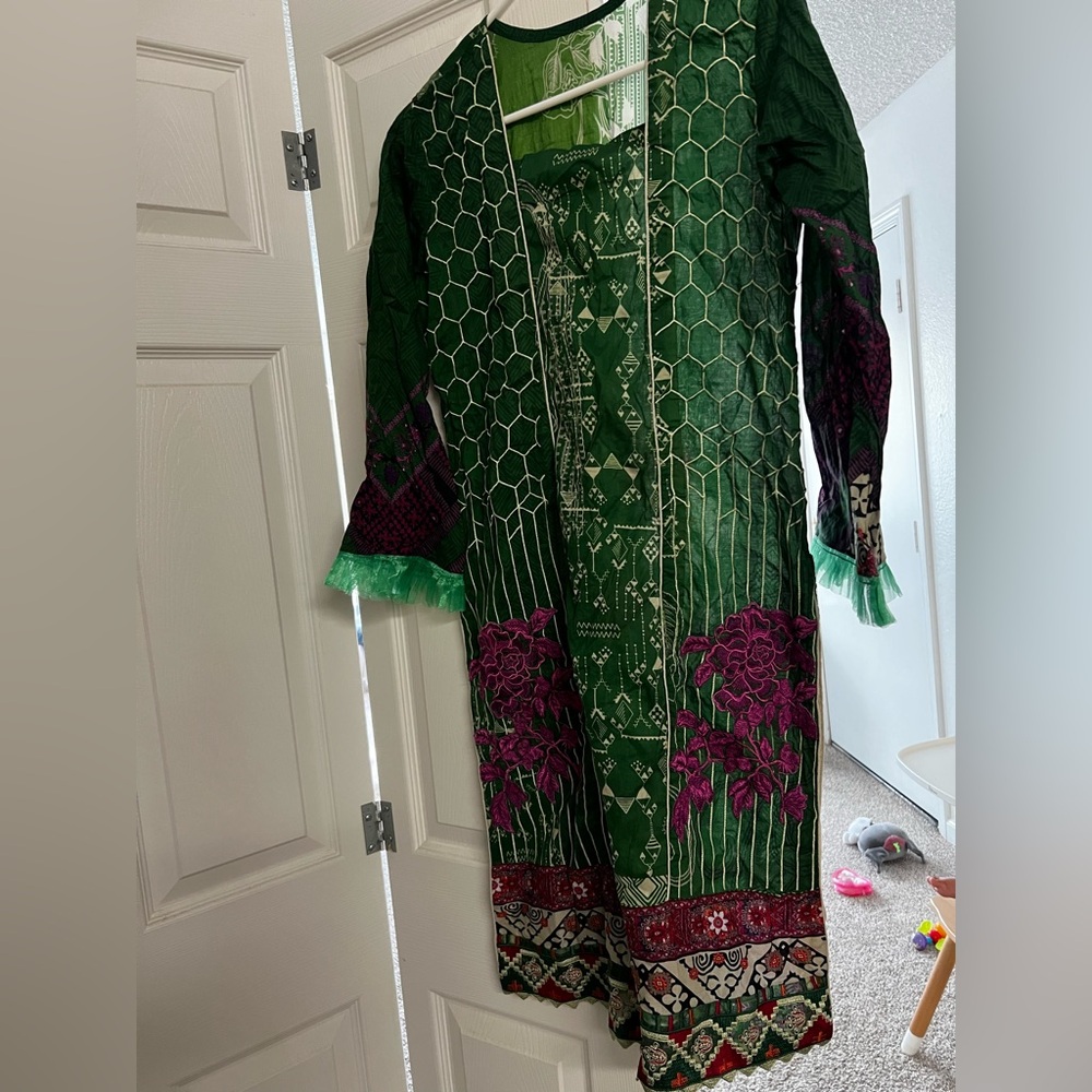 Pakistani lawn embroidered 3 piece Dress summer wear